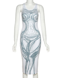 Abstract Nude Fashion BakOOka Dress