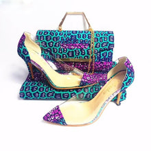 Load image into Gallery viewer, Nile Snake Rooftop Lounge Shoes with Matching Clutch and Fabric

