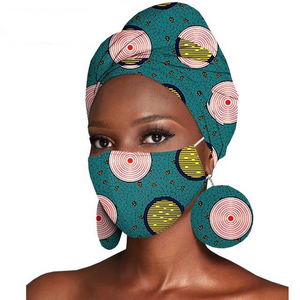 Nairobi Mask, Hair Wrap and Earrings