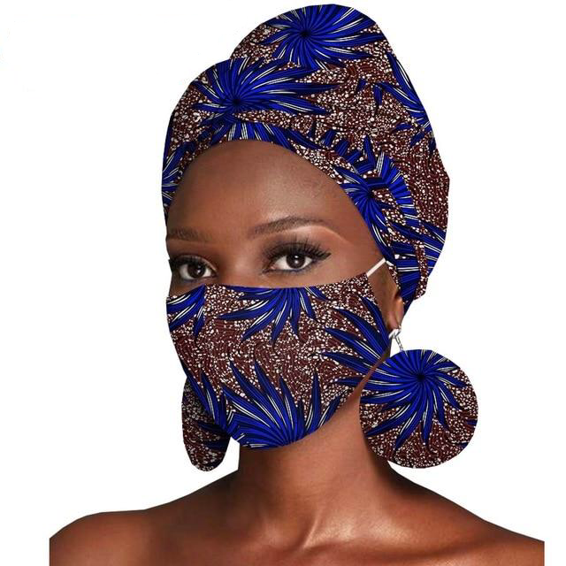 Nairobi Mask, Hair Wrap and Earrings