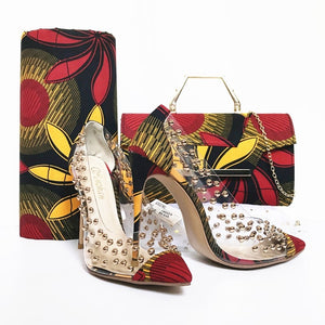 Kenya Rooftop Lounge Shoes with Matching Clutch and Fabric