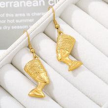 Load image into Gallery viewer, Kemetic Black Egyptian Queen 18K Gold Plated Earrings
