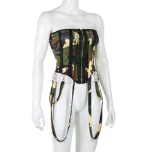 Load image into Gallery viewer, Chain Camo Corset Fashion Bodysuit

