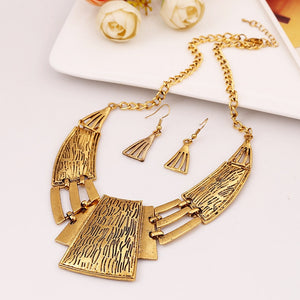 24K Ancient Brushed Cleopatra Gold Plated Jewelry Set