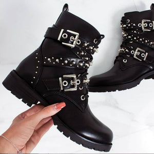 Lisa Star-Studded Rocker Fashion Walking Boots