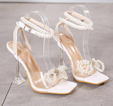Load image into Gallery viewer, Bow Peep Faux Pearl Cinderella Slippers
