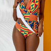 Load image into Gallery viewer, Melanin Fashion Contemporary Traditional Swim Skirt One-Piece
