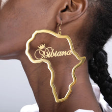 Load image into Gallery viewer, 18K Gold Plated Queen Custom Africa Earrings
