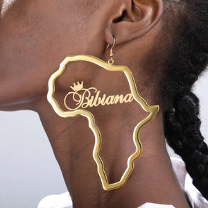 18K Gold Plated Queen Custom Africa Earrings