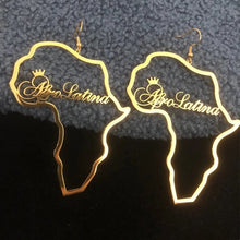 Load image into Gallery viewer, 18K Gold Plated Queen Custom Africa Earrings
