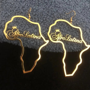 18K Gold Plated Queen Custom Africa Earrings