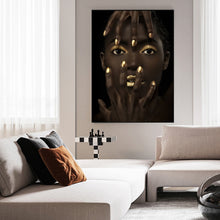 Load image into Gallery viewer, Bold Gold Black Beauty Portrait Canvas
