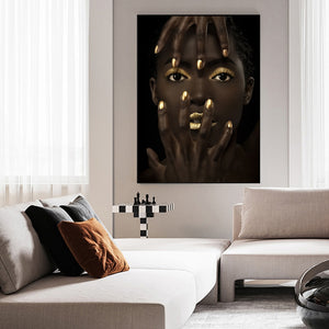Bold Gold Black Beauty Portrait Canvas