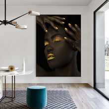 Load image into Gallery viewer, Bold Gold Black Beauty Portrait Unframed Canvas
