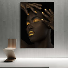 Load image into Gallery viewer, Bold Gold Black Beauty Portrait Unframed Canvas
